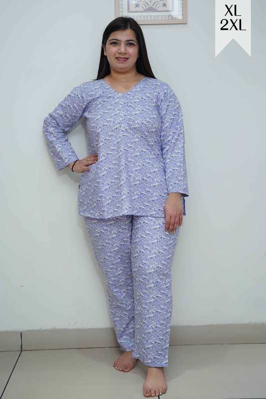 Snowy Lavender Woollen Night Suit