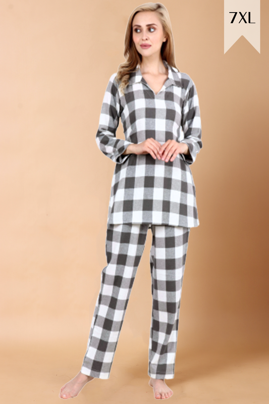 Grey Check Woollen Night Suit