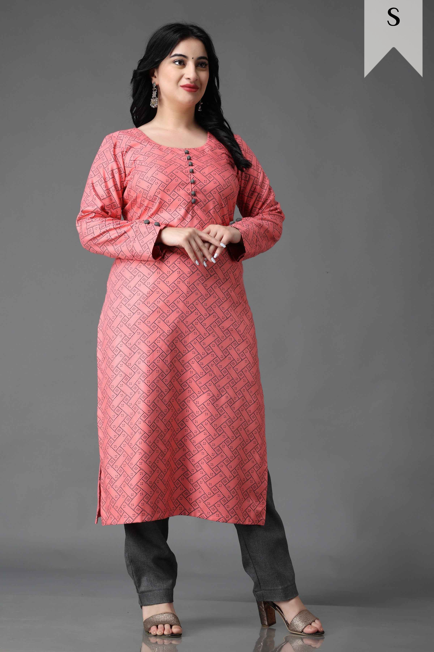 Peachy Blush Woollen Kurta Set
