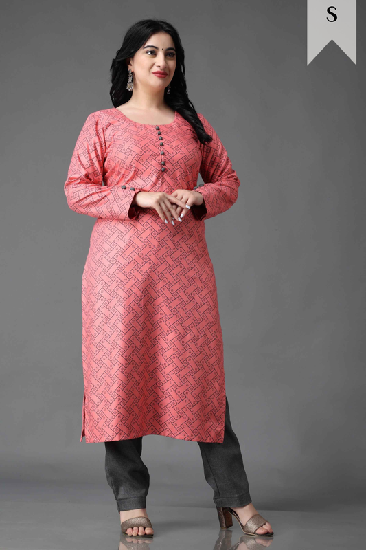 Peachy Blush Woollen Kurta Set