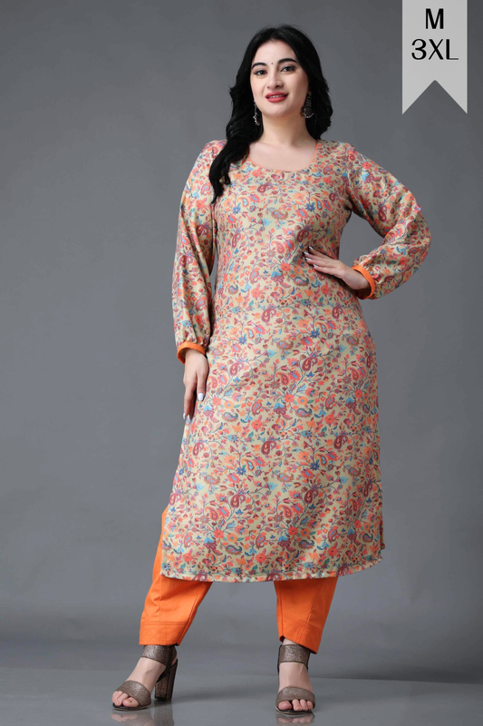 Autumn Peach Woollen Kurta Set