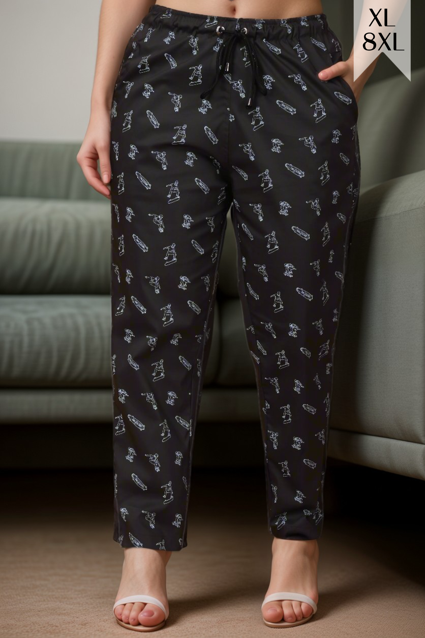 Skater Black Poplin Lycra Pants