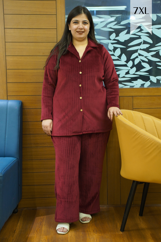 Cozy Cranberry Velvet Co-ord Set