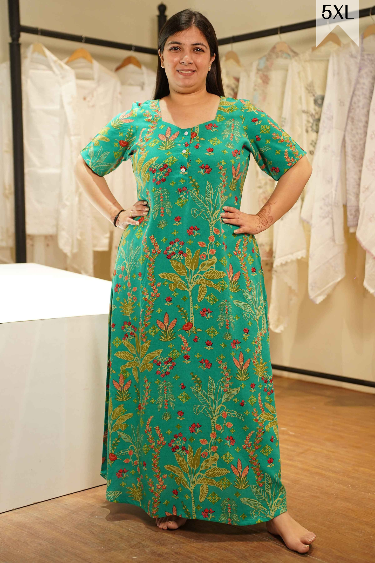 Vibrant Floral Rayon Night Gown