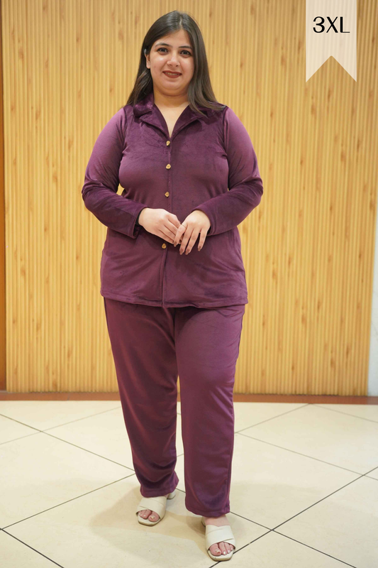 Wine Whisper Velvet Co-ord Set