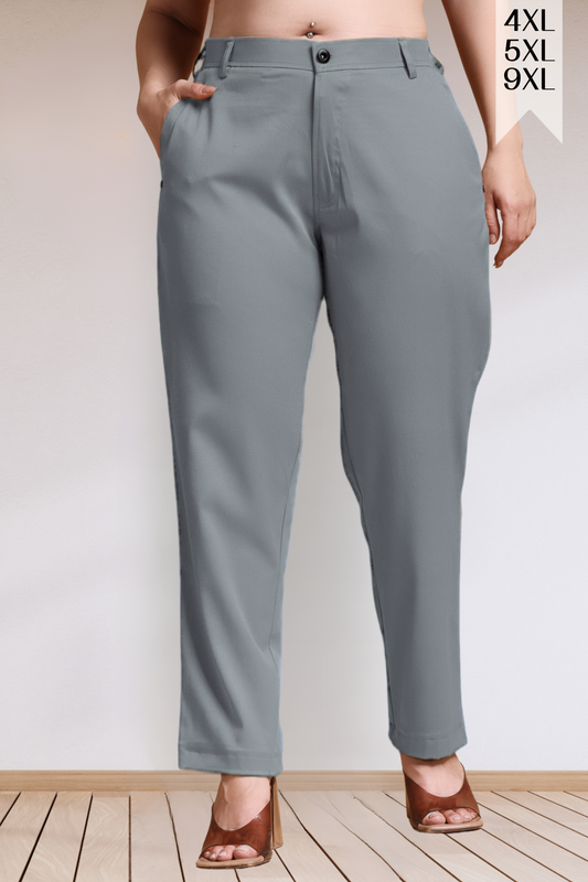 Grey Stretch Formal Trousers
