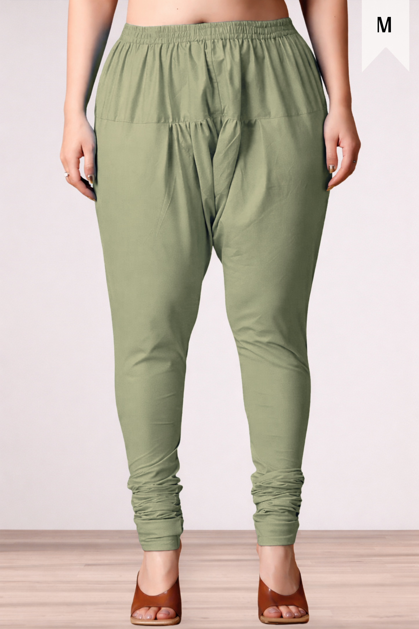 Pista Green Rayon Churidar Pants