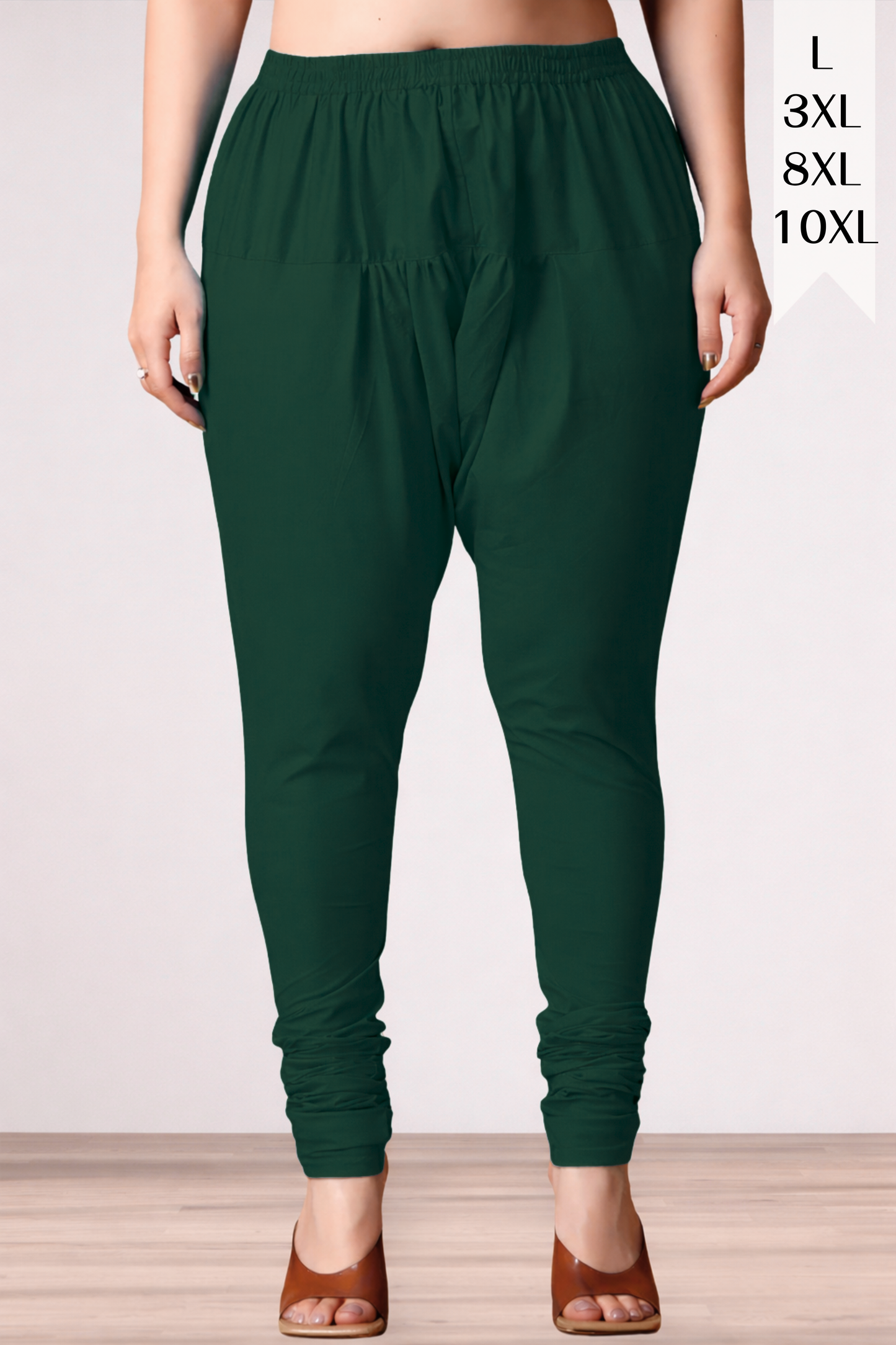 Bottle Green Rayon Churidar Pants