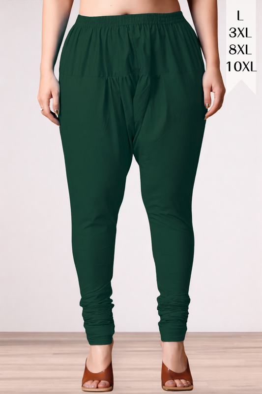Bottle Green Rayon Churidar Pants