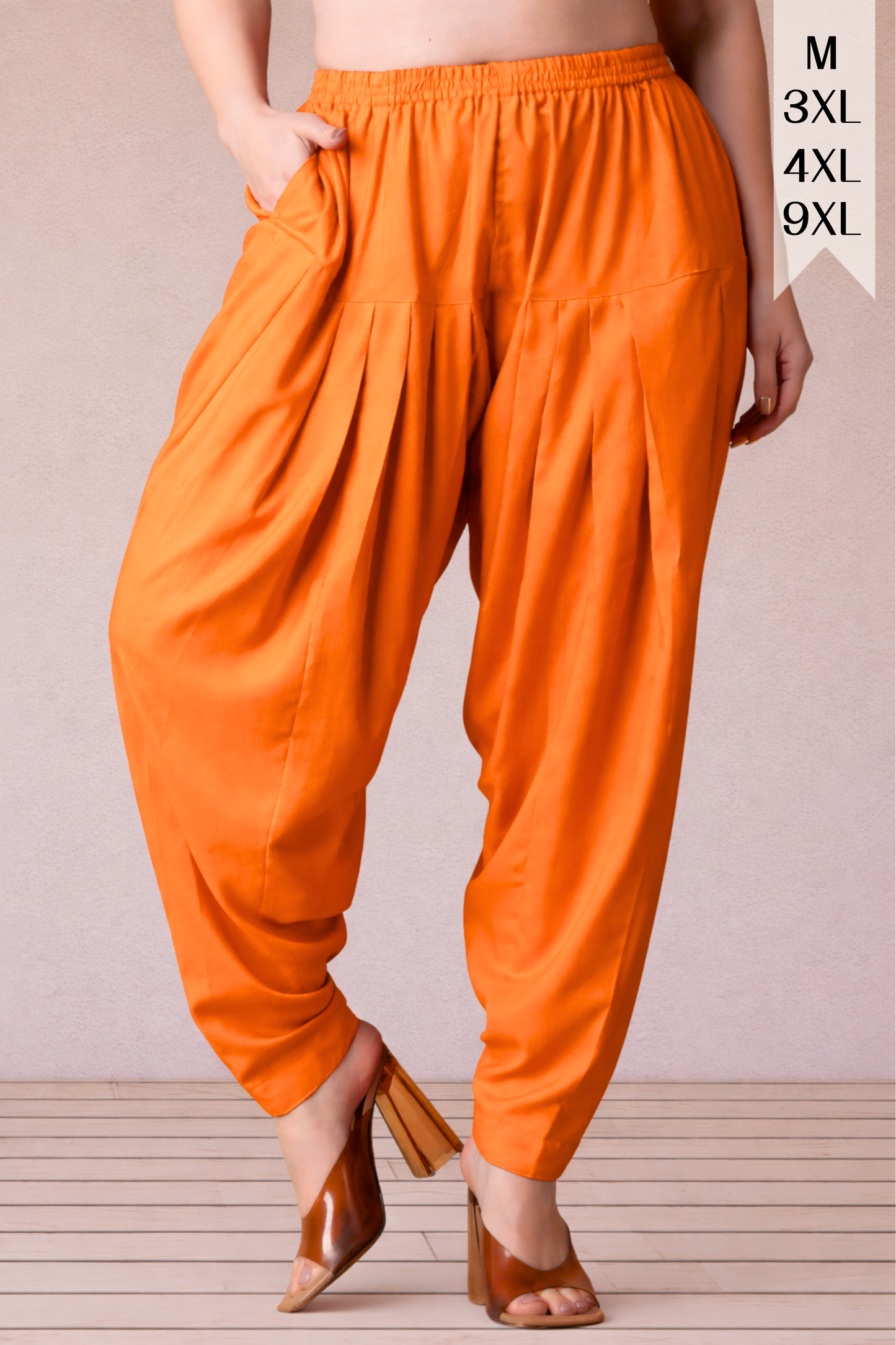 Orange Straight Rayon Salwar Pants