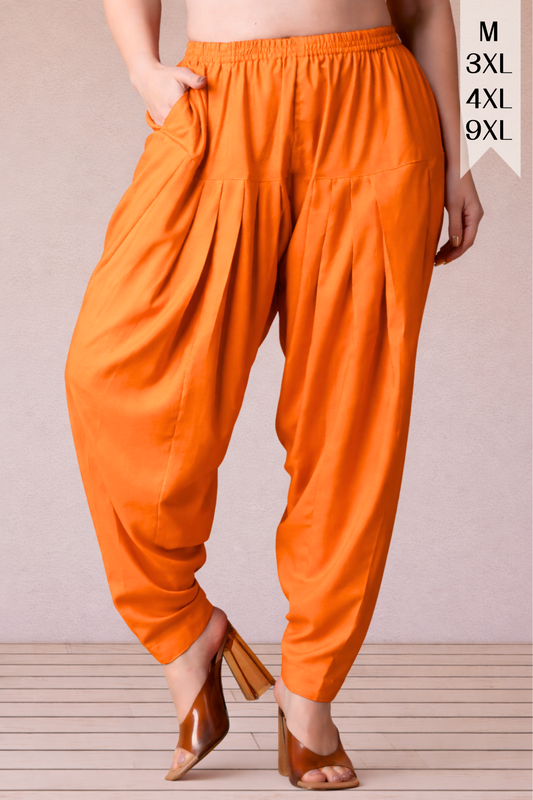 Orange Straight Rayon Salwar Pants