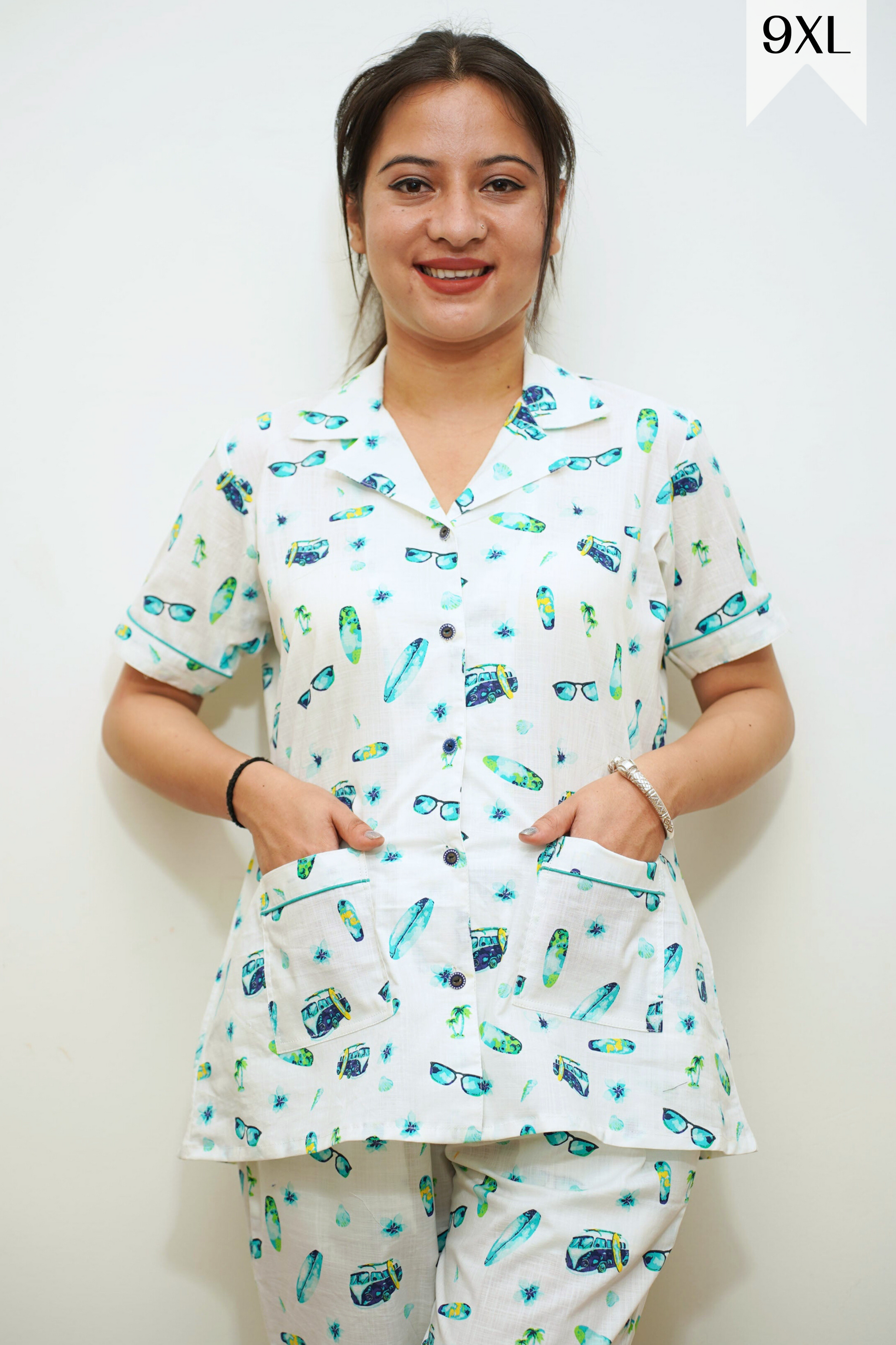 Ocean Breeze Cotton Night Suit