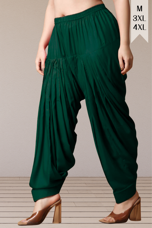 Bottle Green White Rayon Patiala Salwar