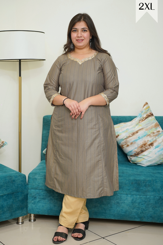Gleaming Grey Foiled Kurta