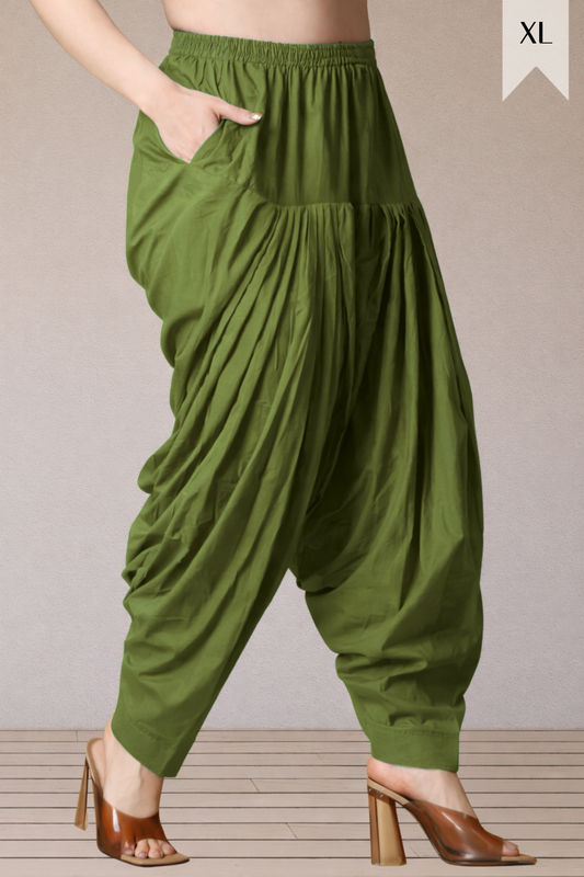 Mehandi Green Cotton Patiala Salwar Pants