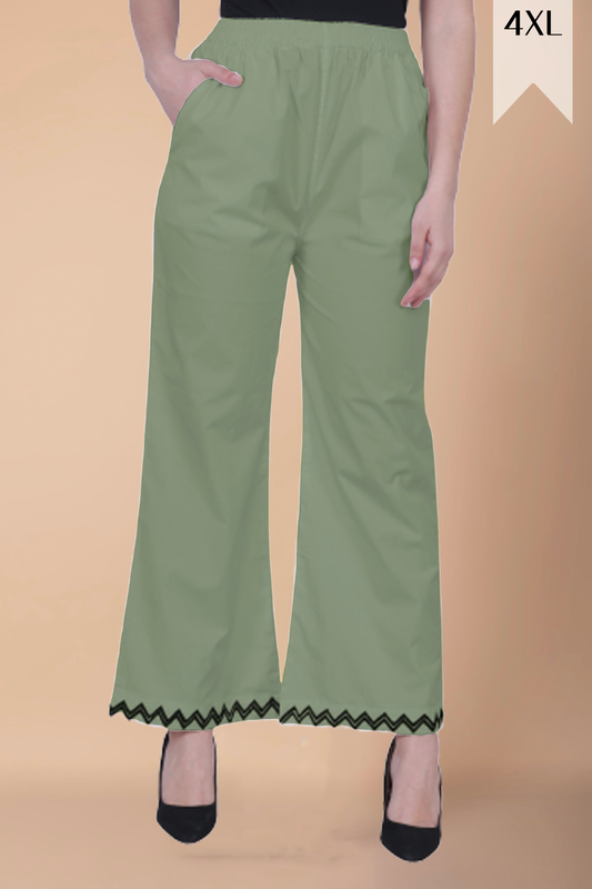 Pista Green Embellished Cotton Palazzo