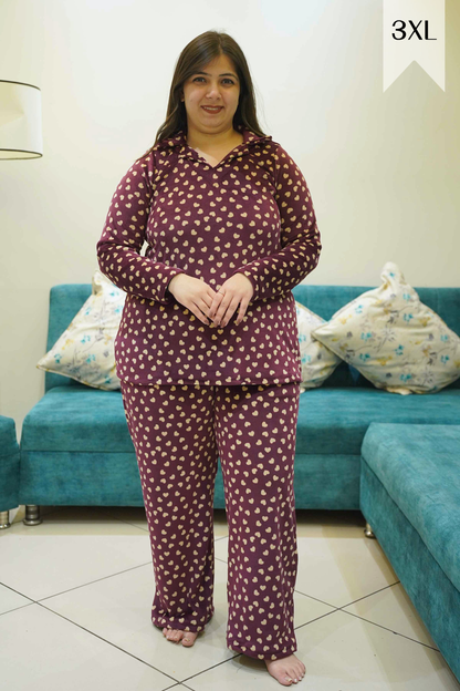 Mulberry Hearty Velvet Night Suit