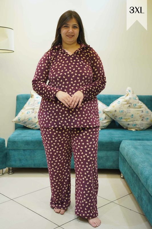 Mulberry Hearty Velvet Night Suit