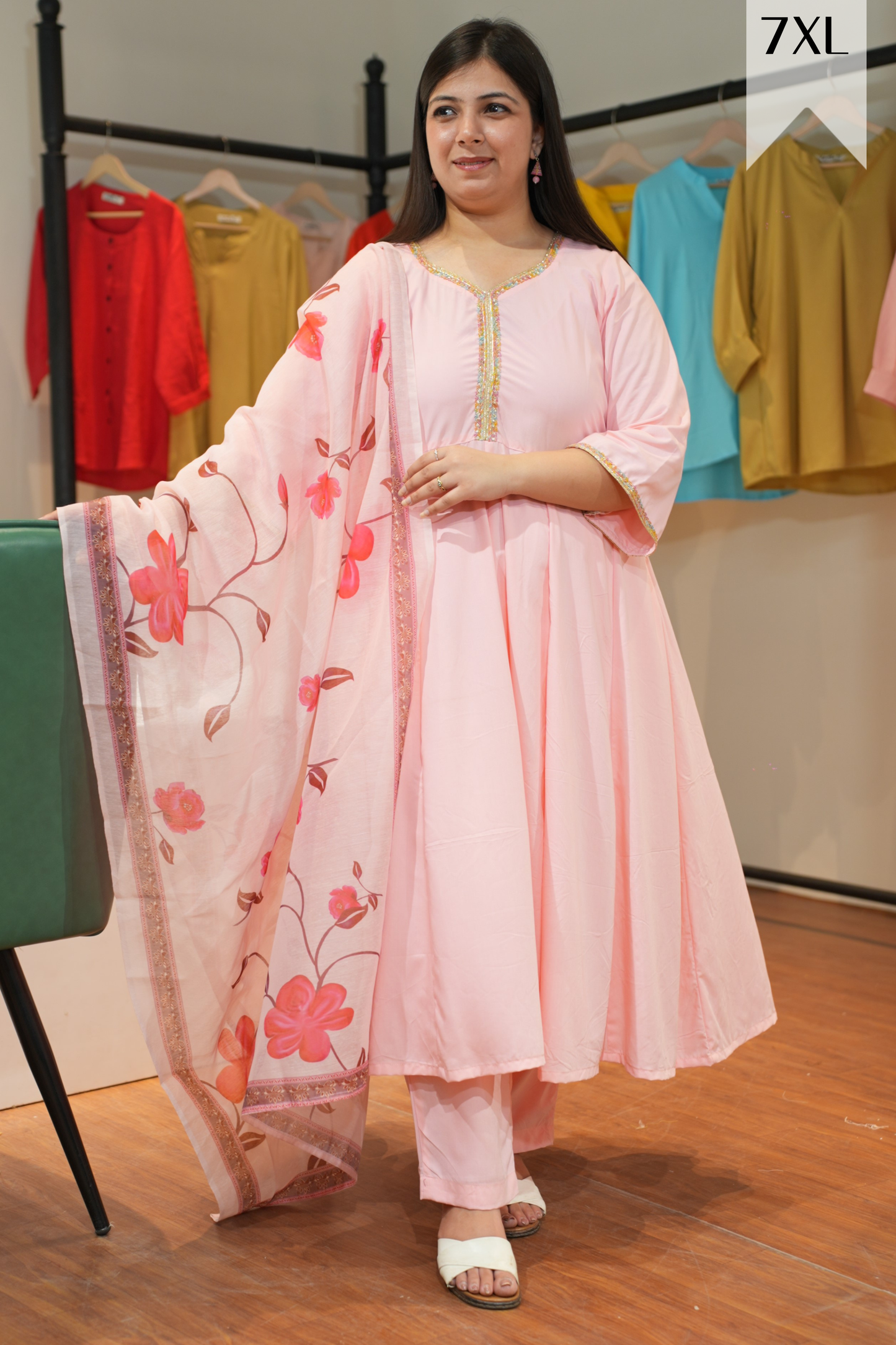 Summer Rose Rayon Anarkali Set