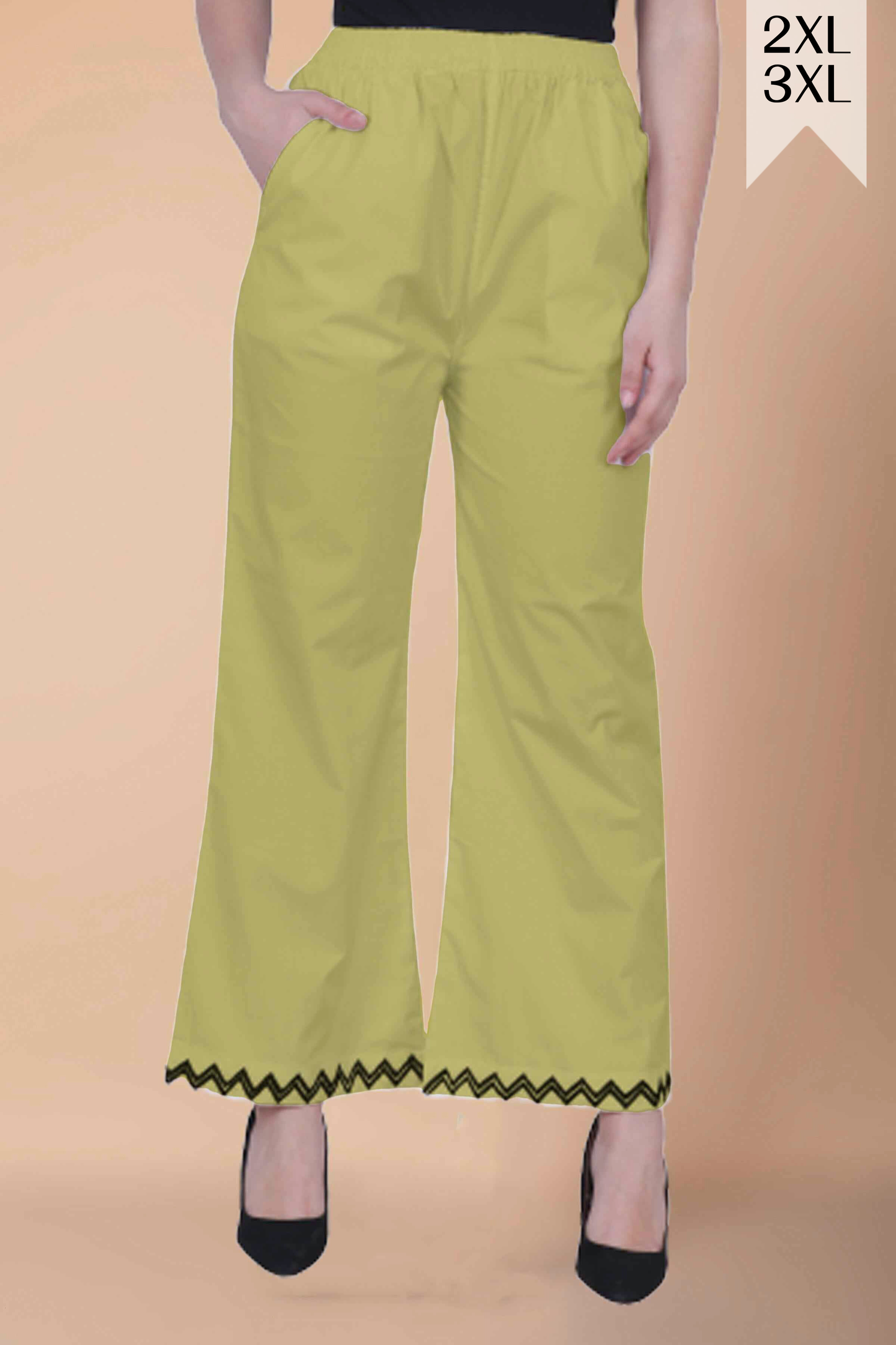 Golden Lemon Embellished Cotton Palazzo