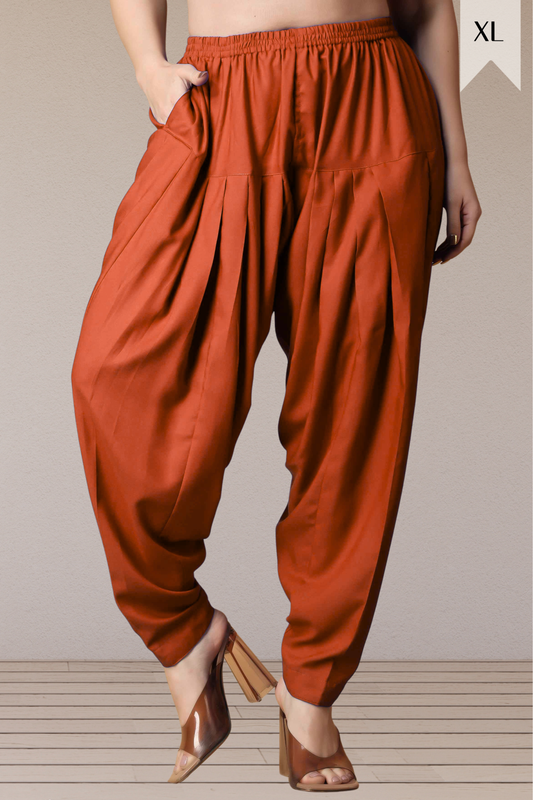 Rust Straight Rayon Salwar Pants