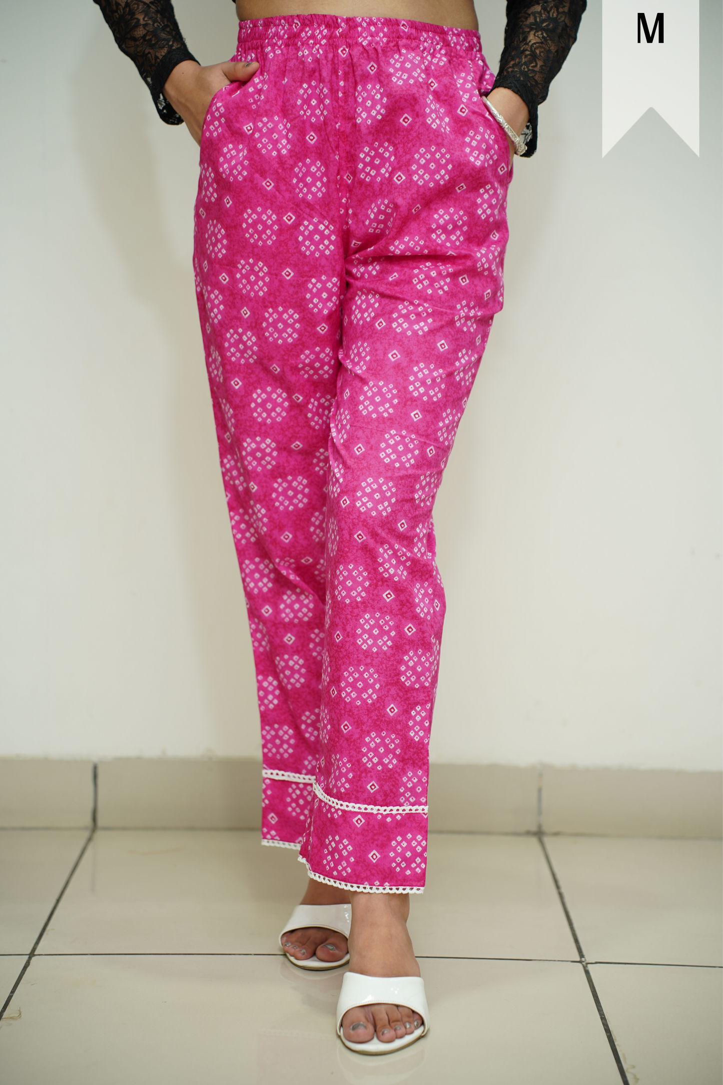 Magenta Bandhej Cotton Pants
