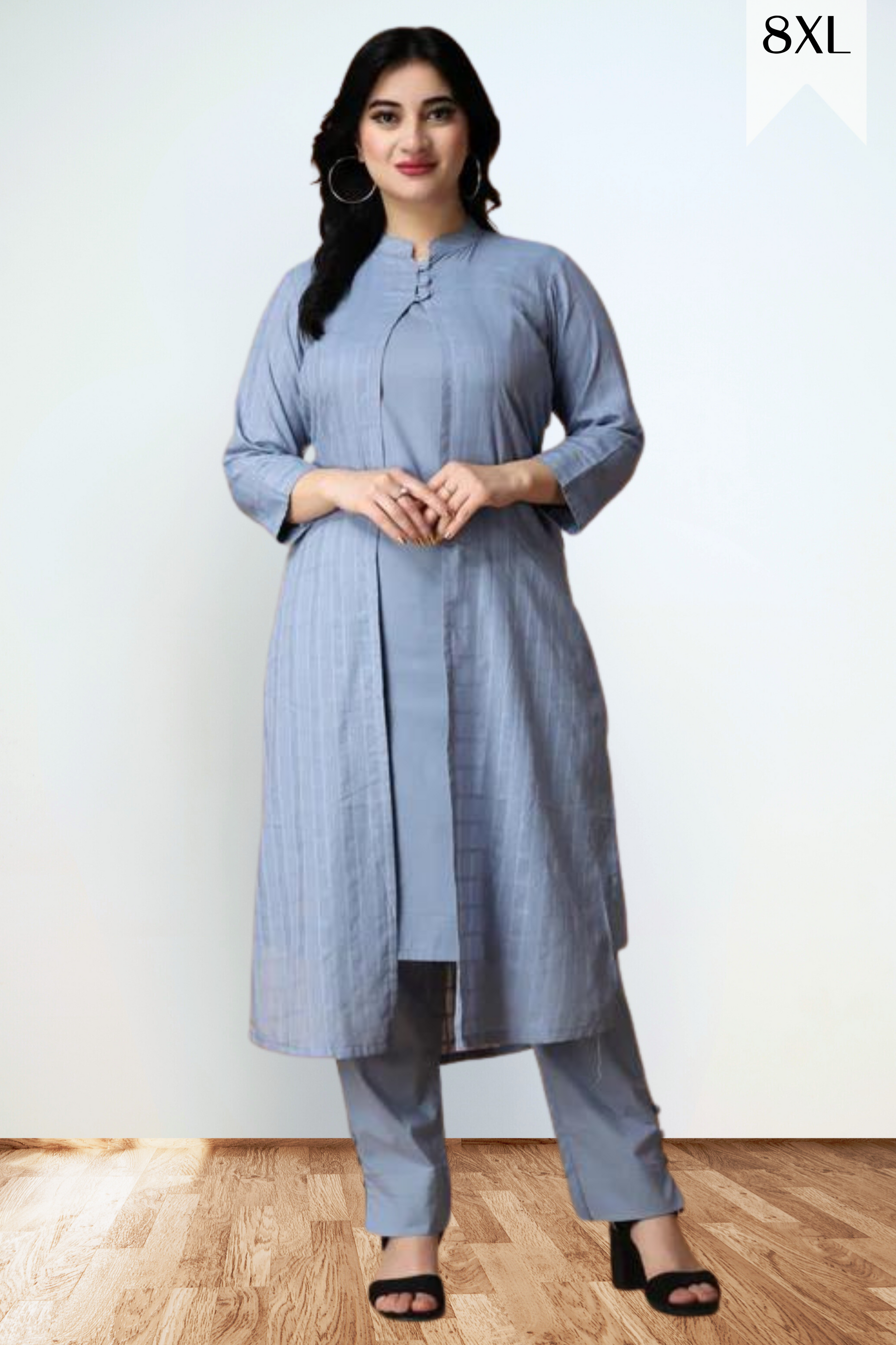 Buy Plus Size ​Soft Sapphire Cotton Kurta Set At Apella | Sizes XS to 10 XL | India | Free Delivery | Customized