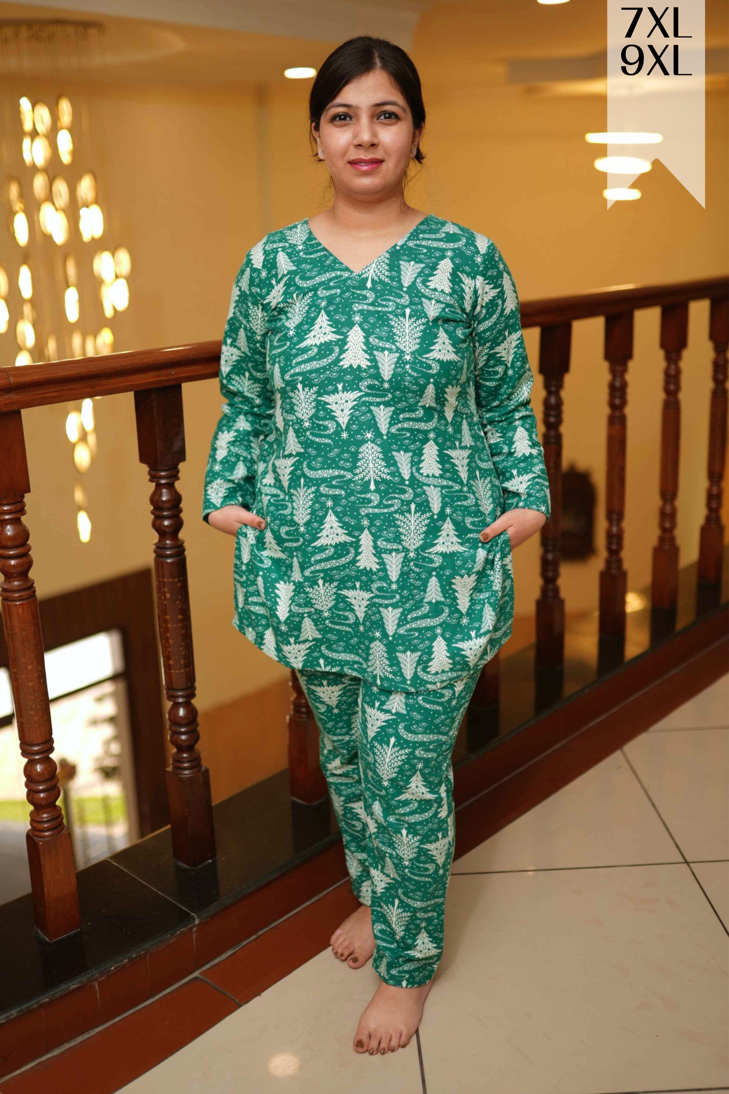 Snowy Woods Woollen Night Suit