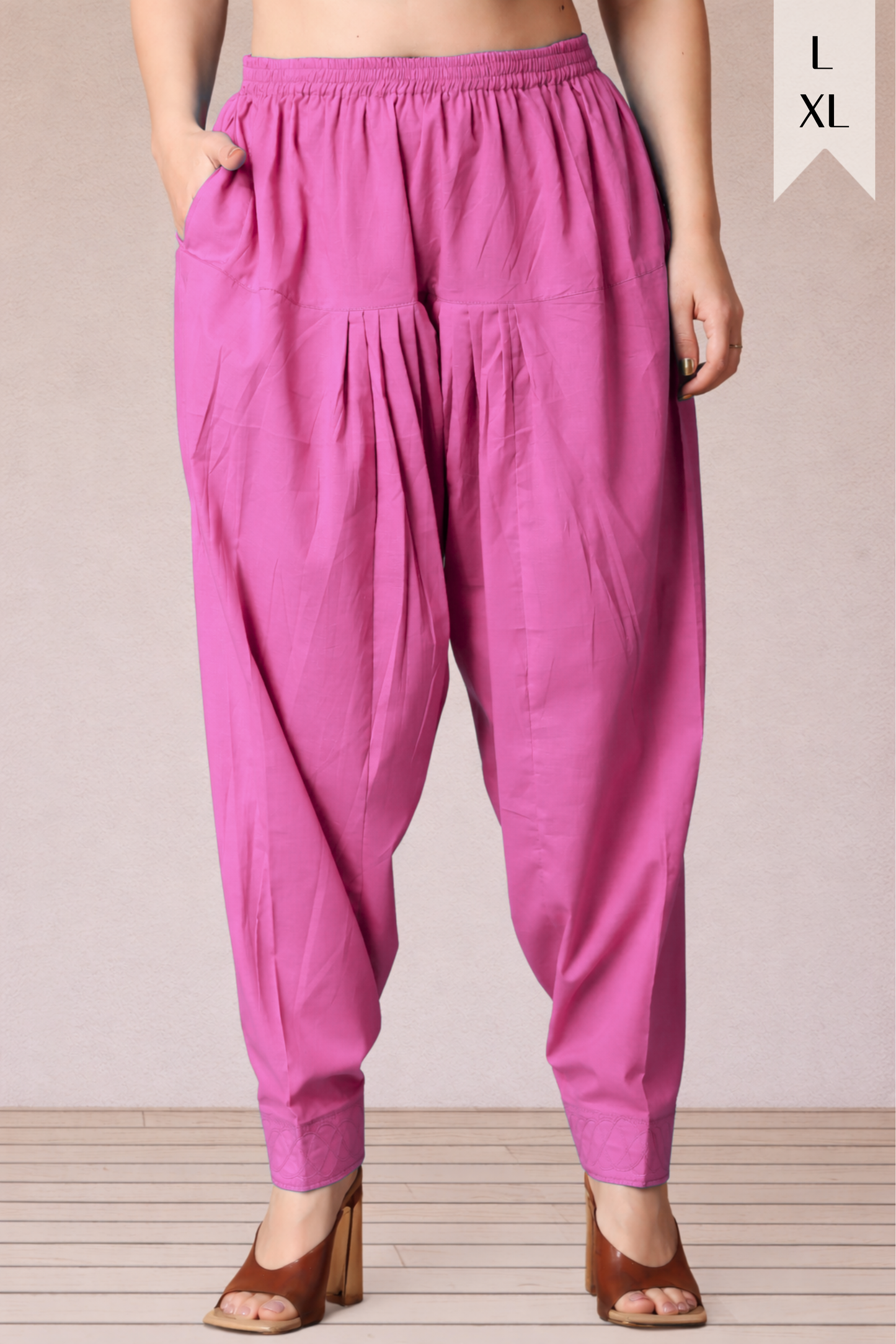 Pink Cotton Straight Salwar