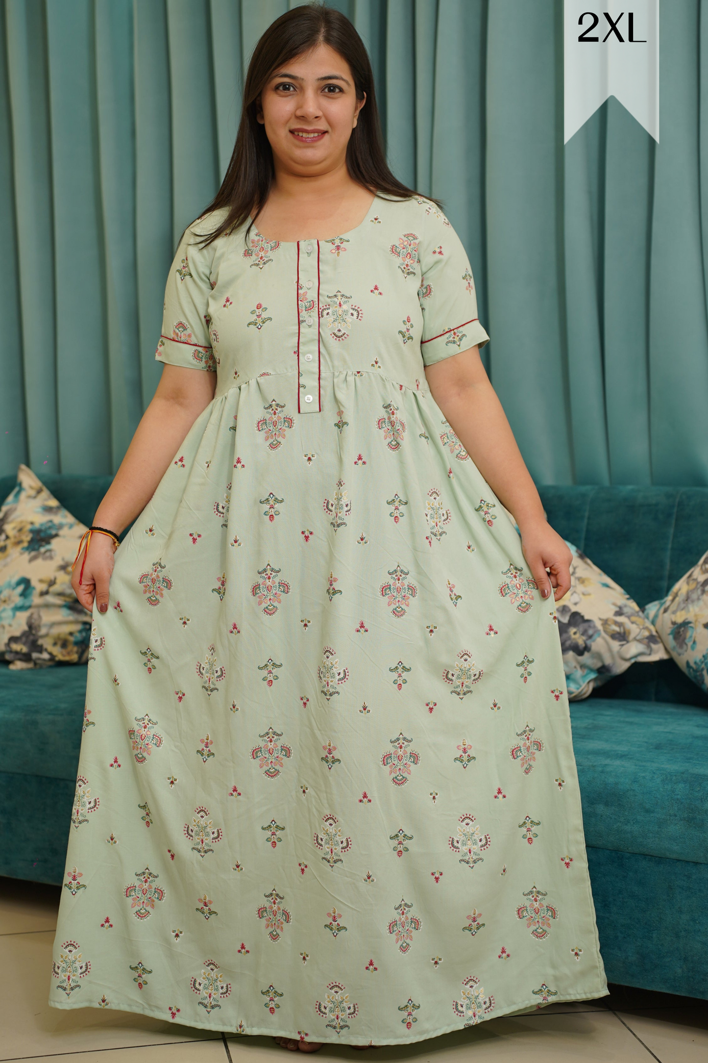 Pista Floral Rayon Night Gown