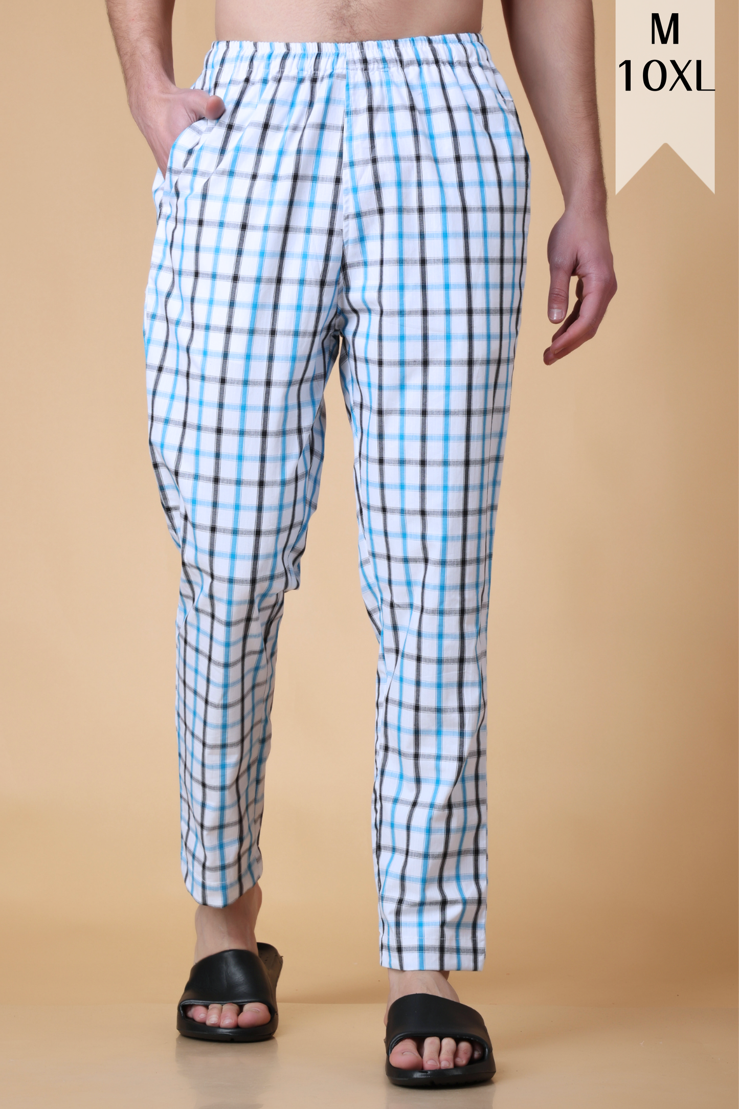 Blue Checked Cotton Pant Pajama