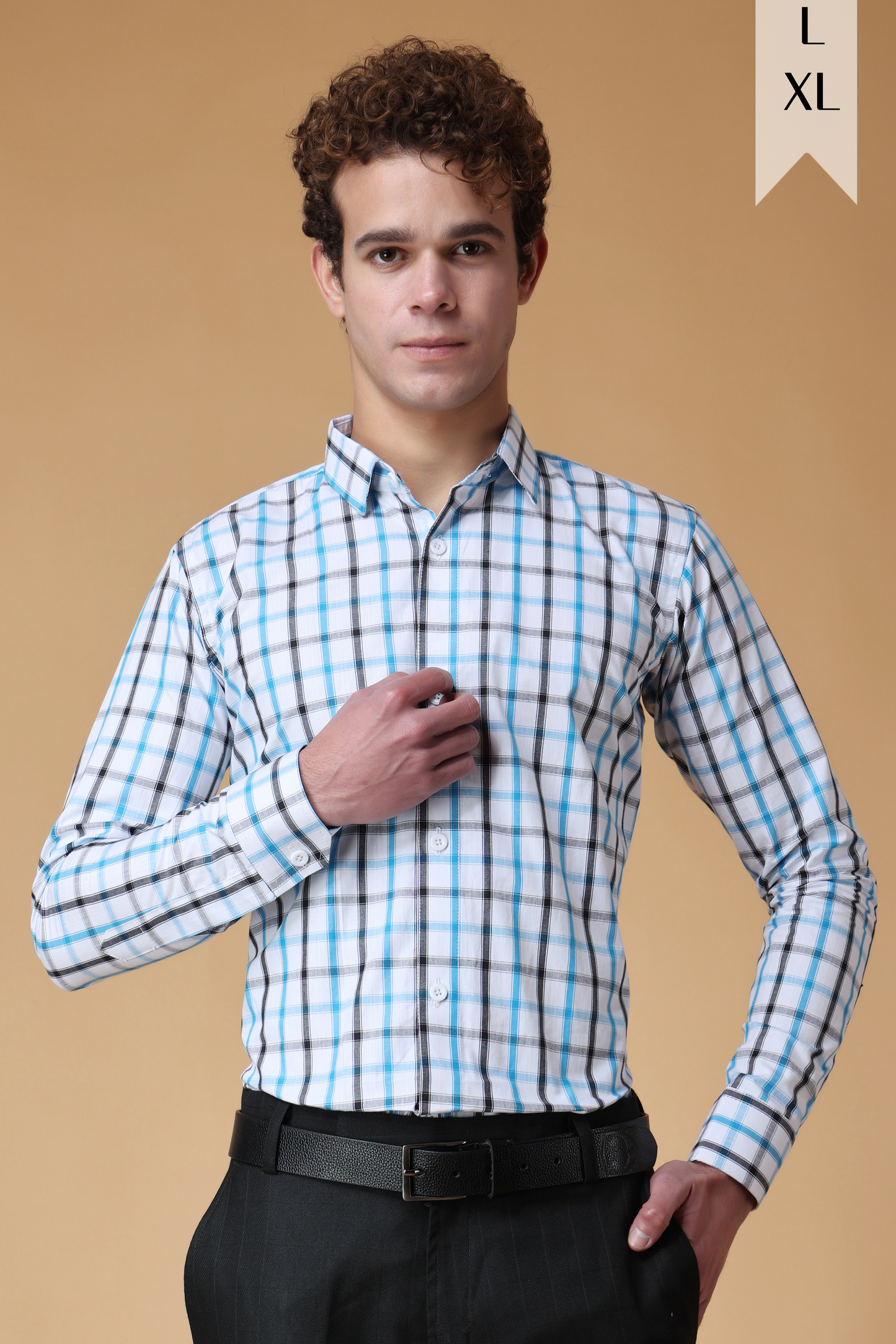 Buy Plus Size ​Duo Checkered Cotton Shirt At Apella | Sizes XS to 10 XL | India | Free Delivery | Customized