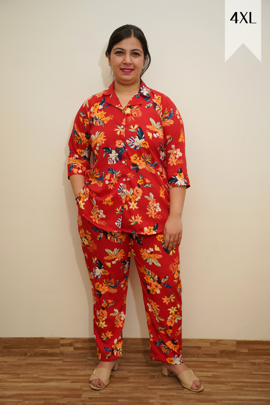 Scarlet Red Floral Co-ord Set