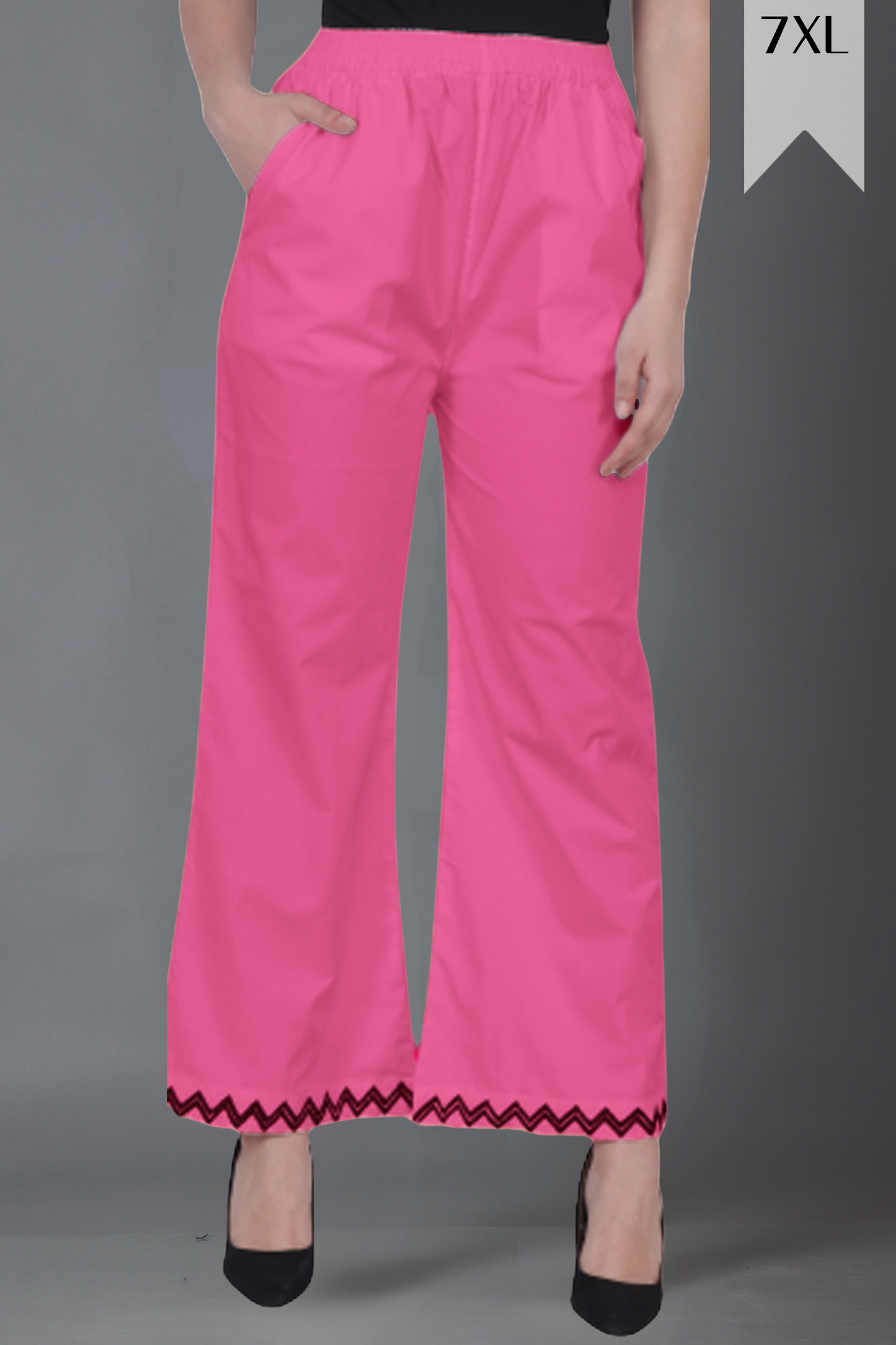 Pink Embellished Cotton Palazzo