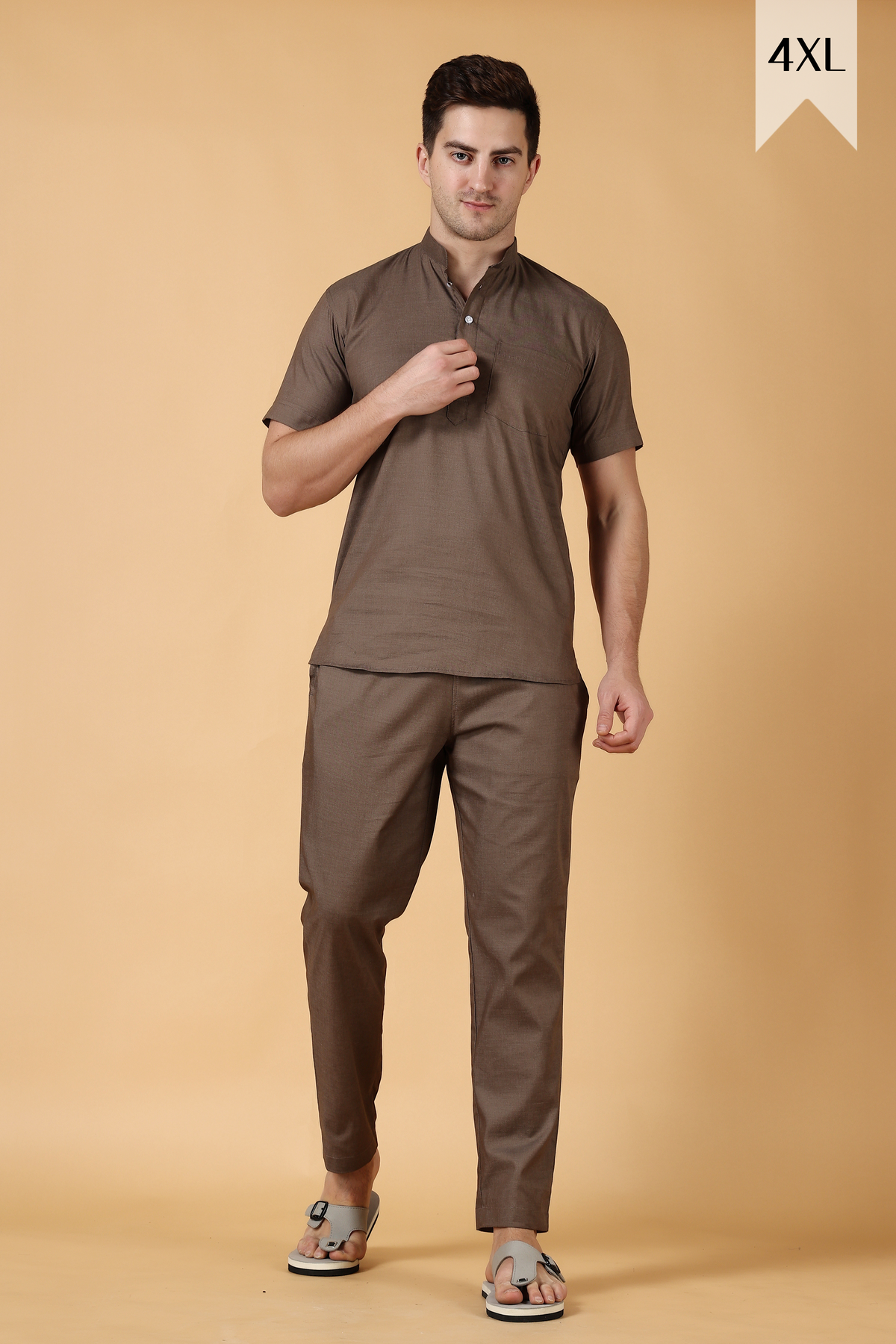Buy Plus Size ​Brown Cotton Lounge Wear Set At Apella | Sizes XS to 10 XL | India | Free Delivery | Customized