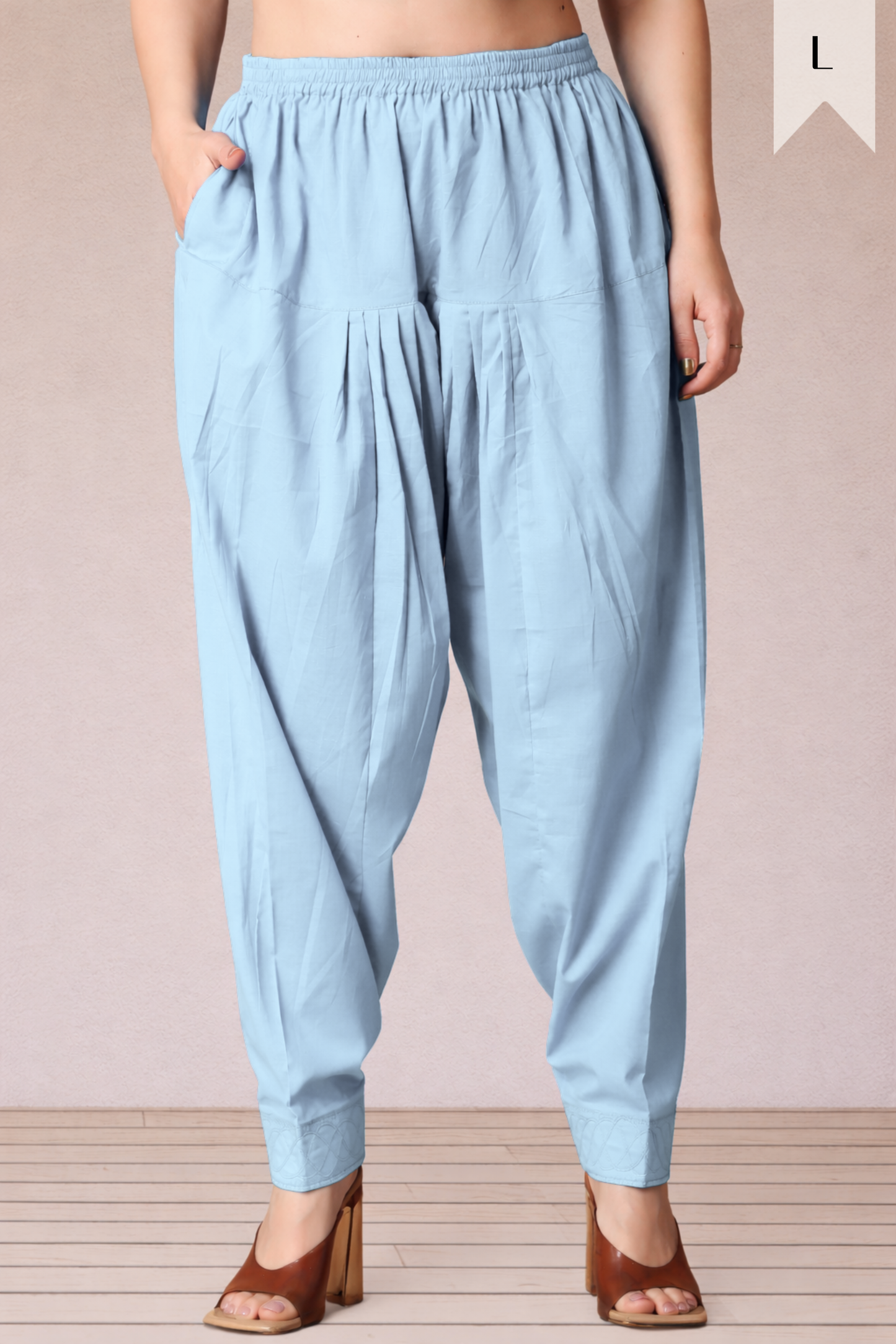 Powder Blue Cotton Straight Salwar