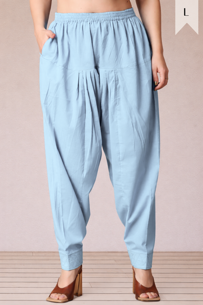 Powder Blue Cotton Straight Salwar