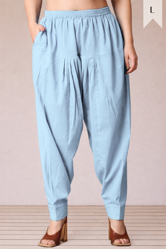 Powder Blue Cotton Straight Salwar