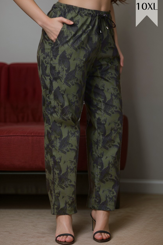Army Green Cotton Lycra Pants