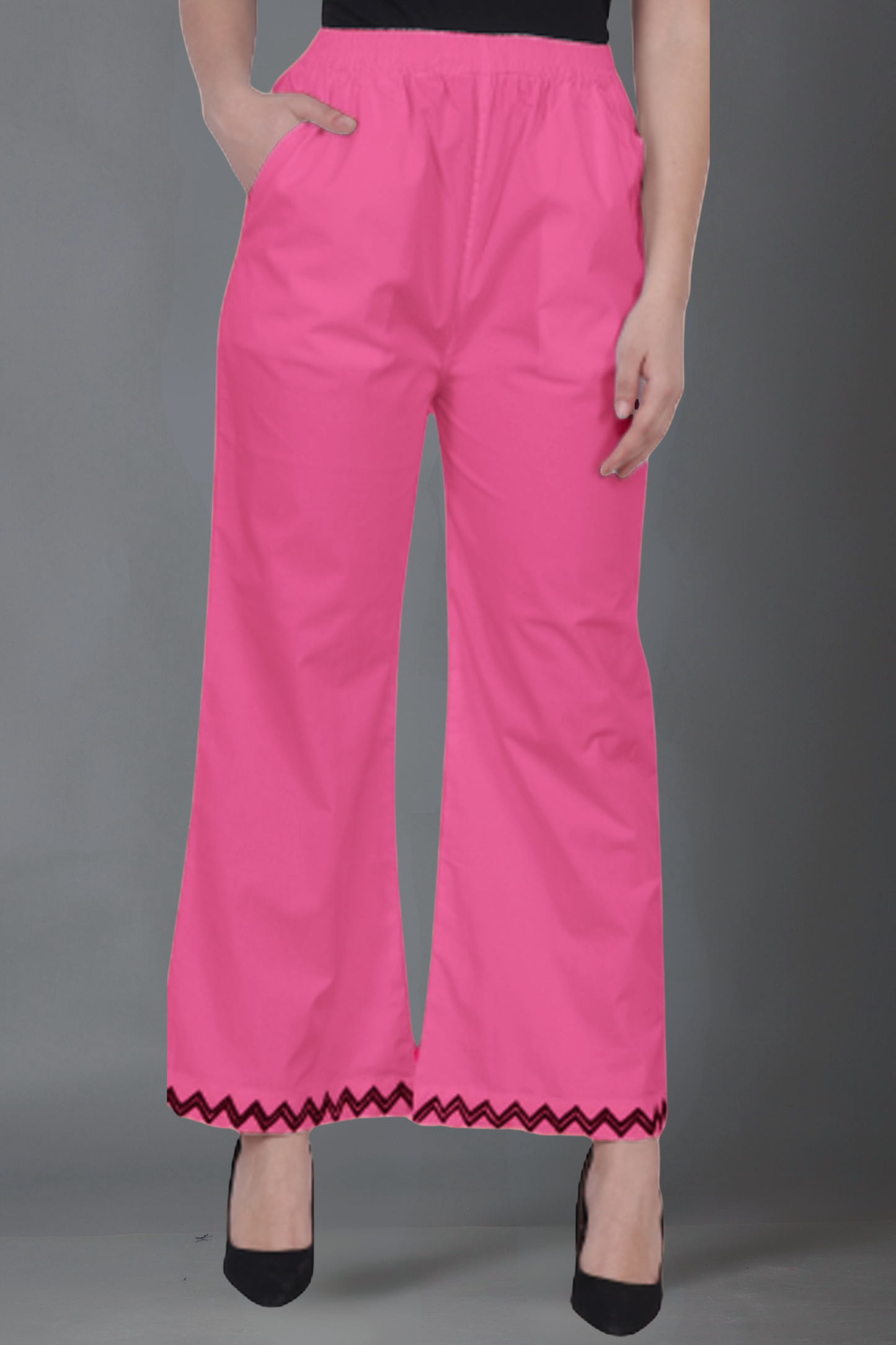 Pink Embellished Cotton Palazzo