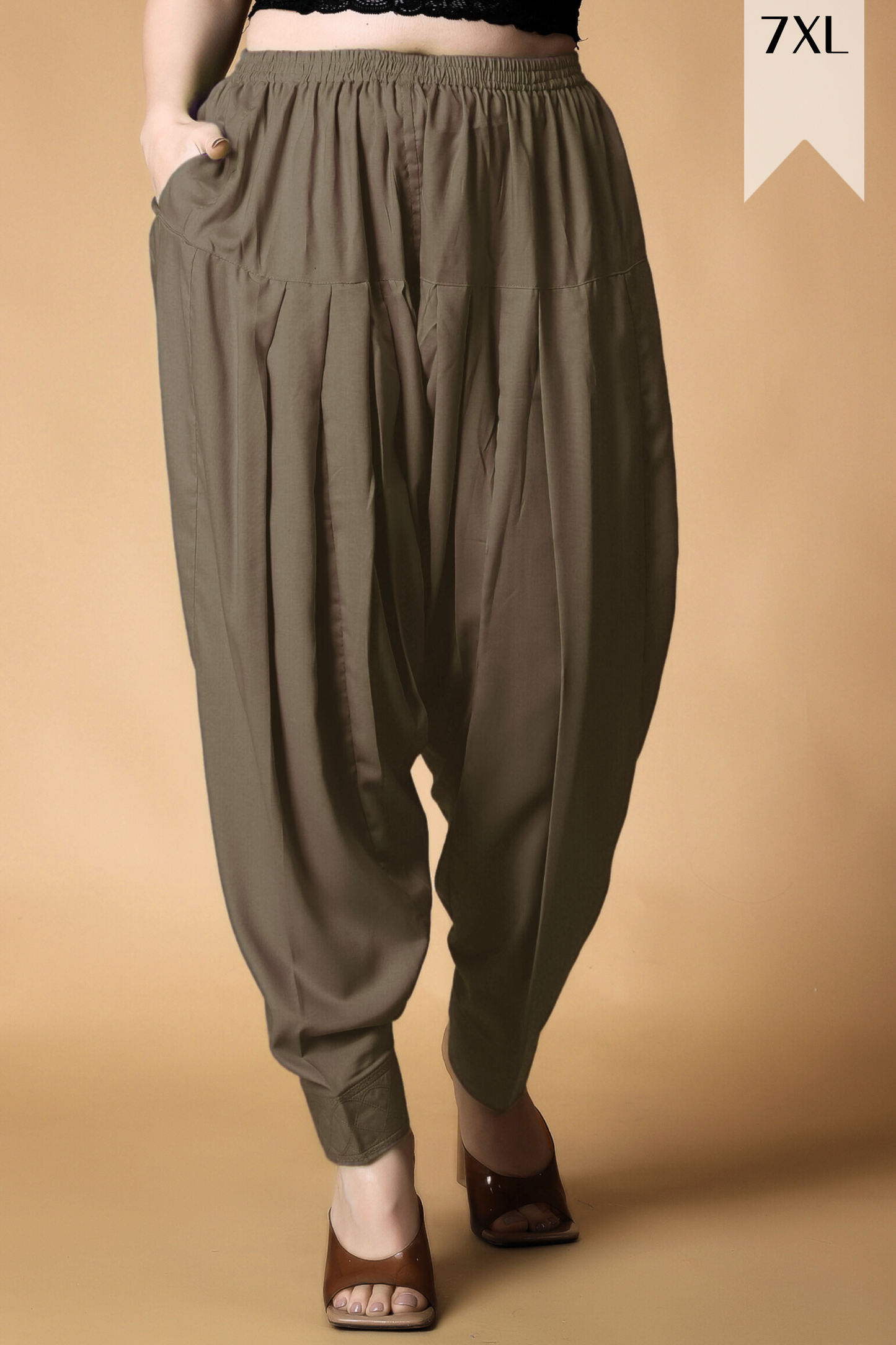 Light brown Rayon Pleated Salwar