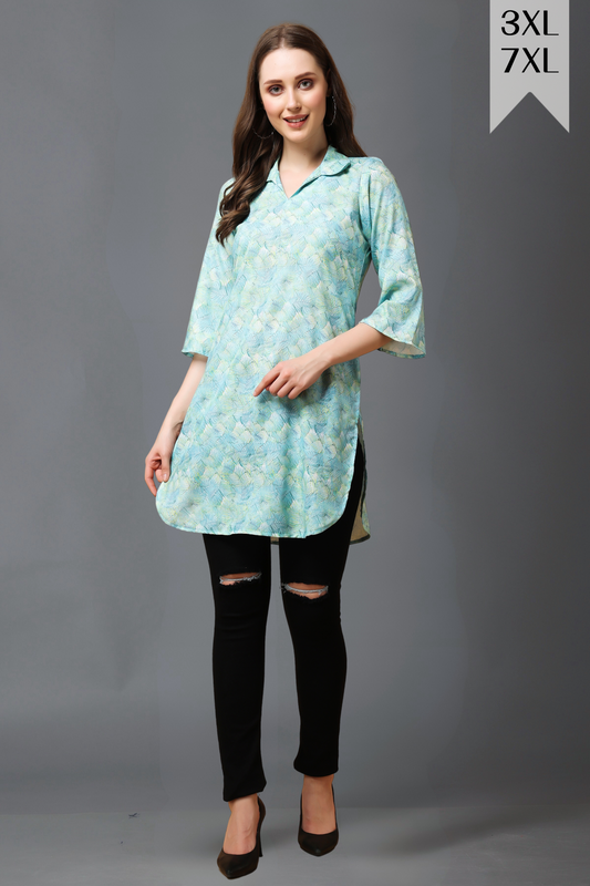 Buy Plus Size ​Ocean Breeze Modal Short Kurta At Apella | Sizes XS to 10 XL | India | Free Delivery | Customized