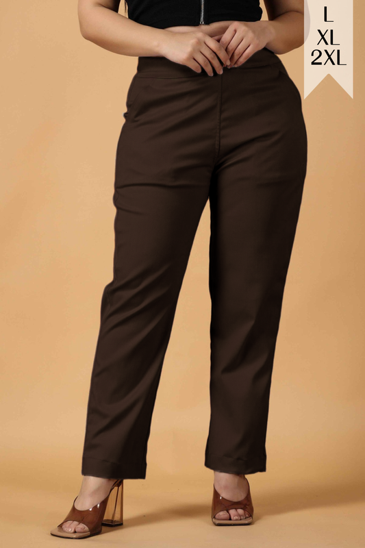 Brown Premium Cotton Lycra Pant