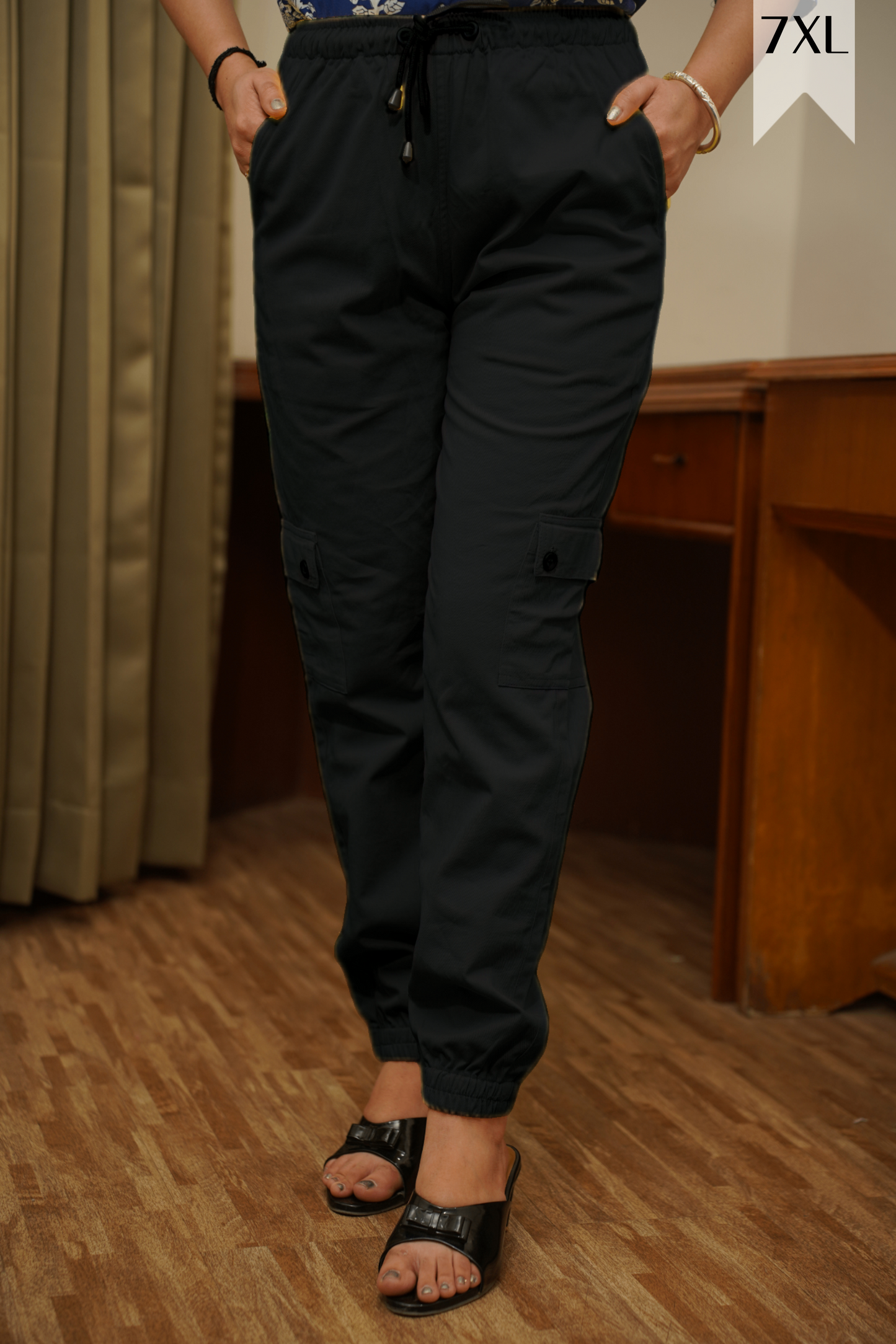 Black Cotton Cargo Pants