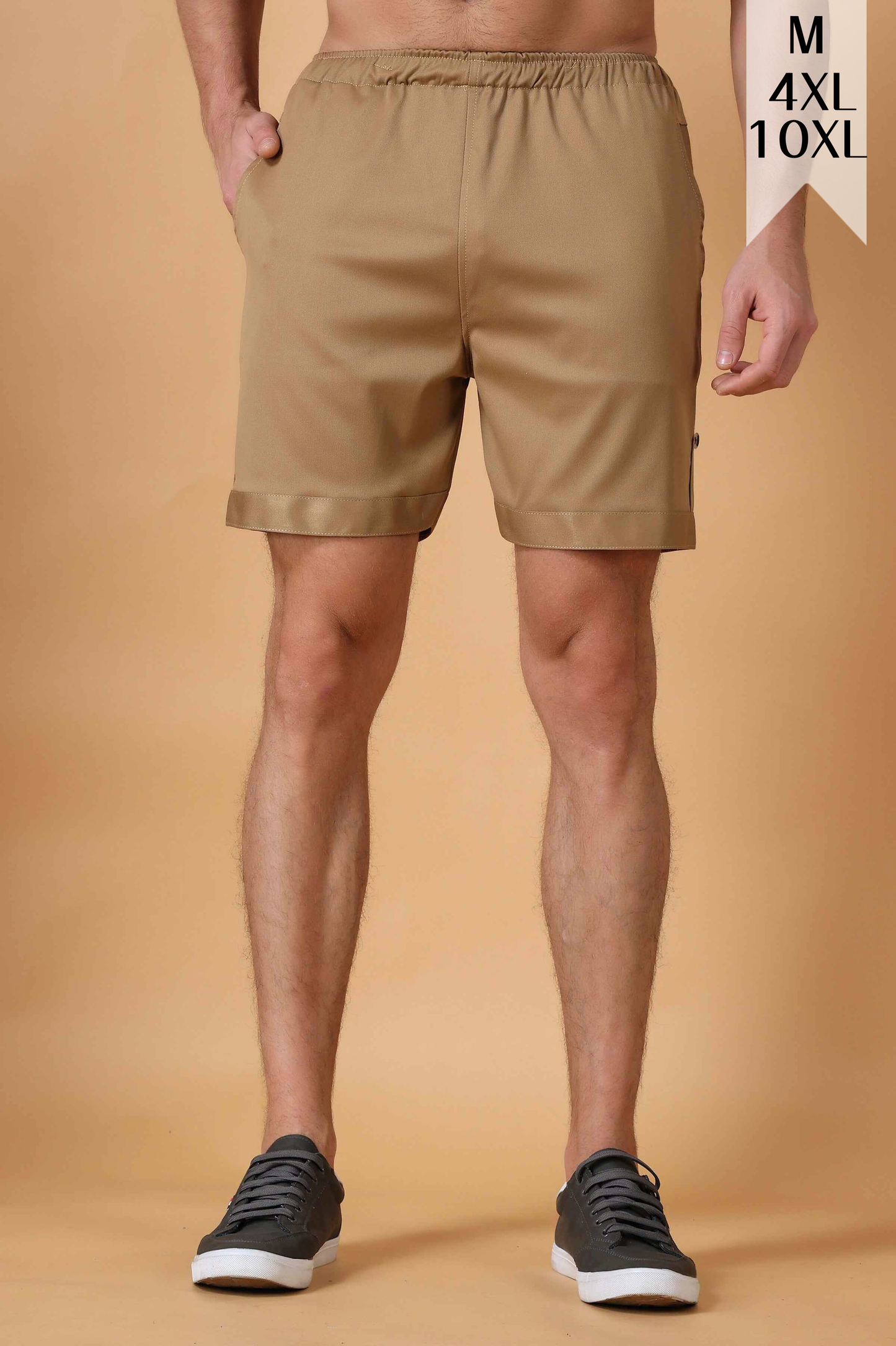 Dark Beige Cotton Lycra Shorts