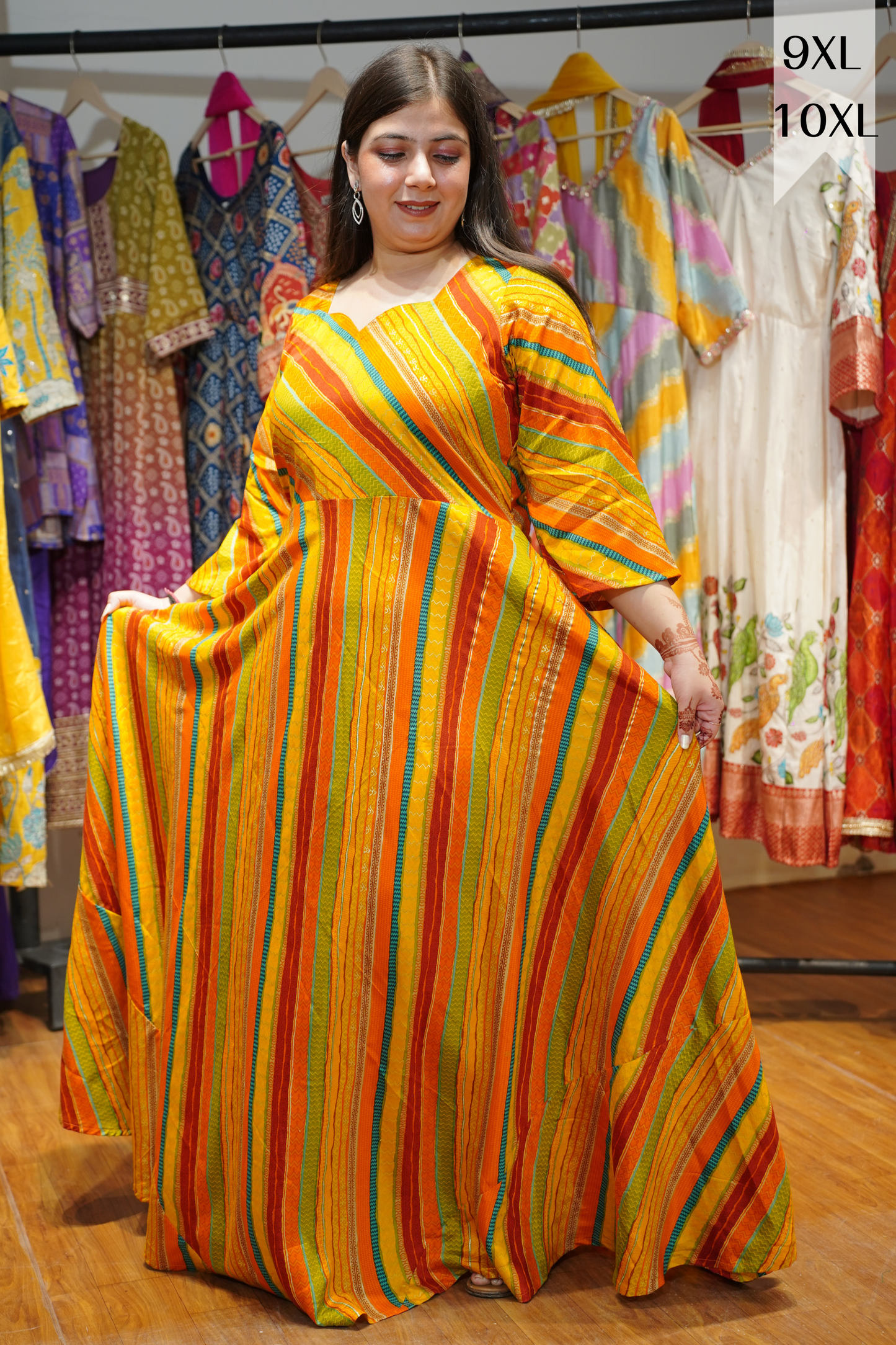 Stripe Stroll Foiled Rayon Dress With Pockets