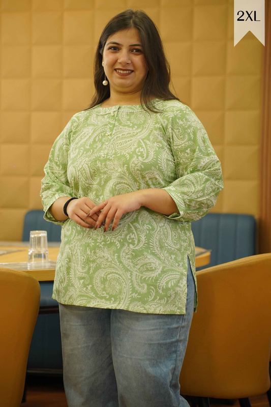 Soft Mint Bagh Printed Cotton Top