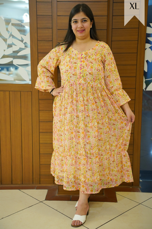 Sunlit Breeze Tiered Calf Dress