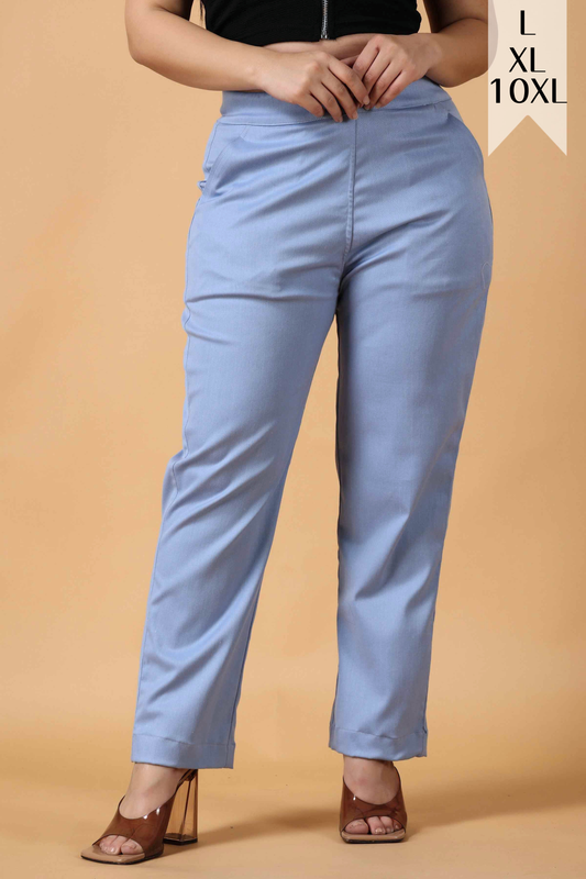 Powder Blue Premium Cotton Lycra Pant