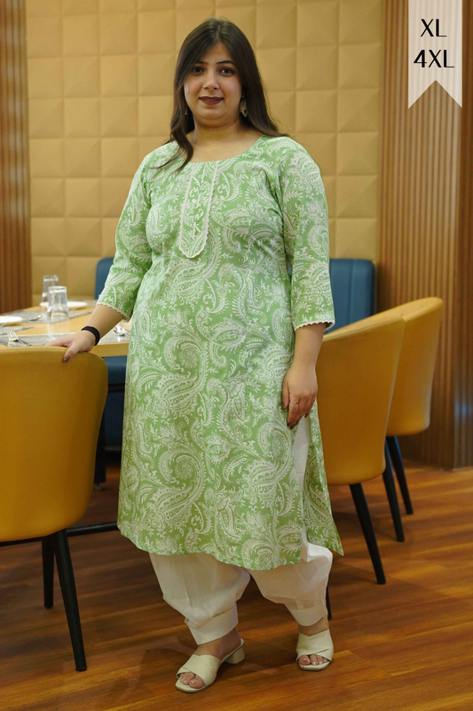Soft Mint Bagh Kali Cotton Kurta